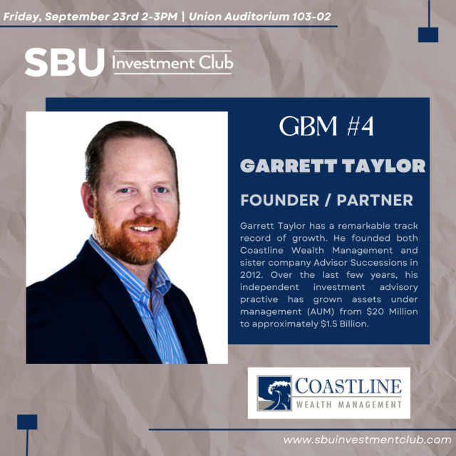 Investment Club: Guest Speaker Garrett Taylor Poster