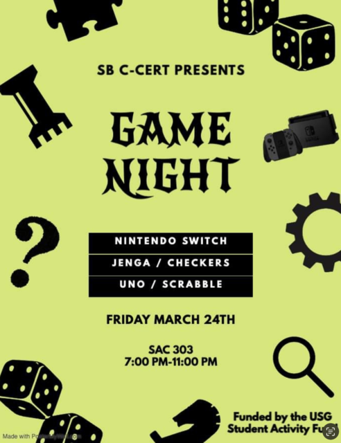SB C-CERT Game Night Social Poster