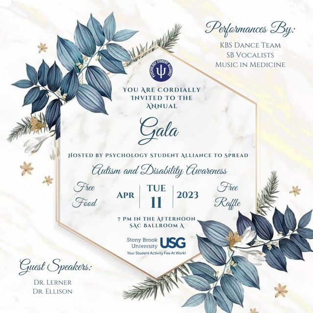 Psychology Student Alliance Annual Gala: Autism/Disability Awareness Poster